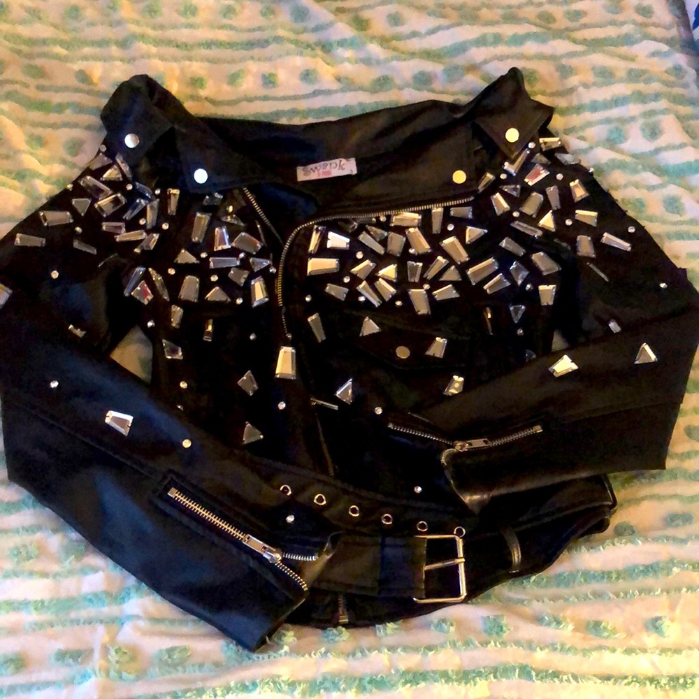 Studded leather jacket